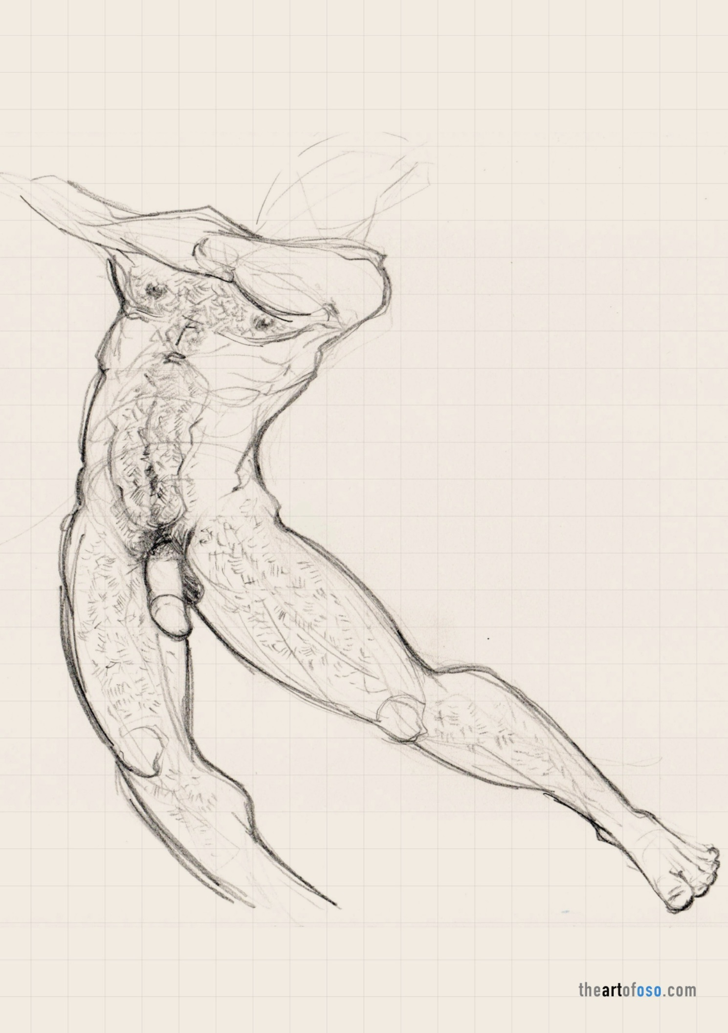 Traditional drawing of a male figure created by TheArtOfOso.com