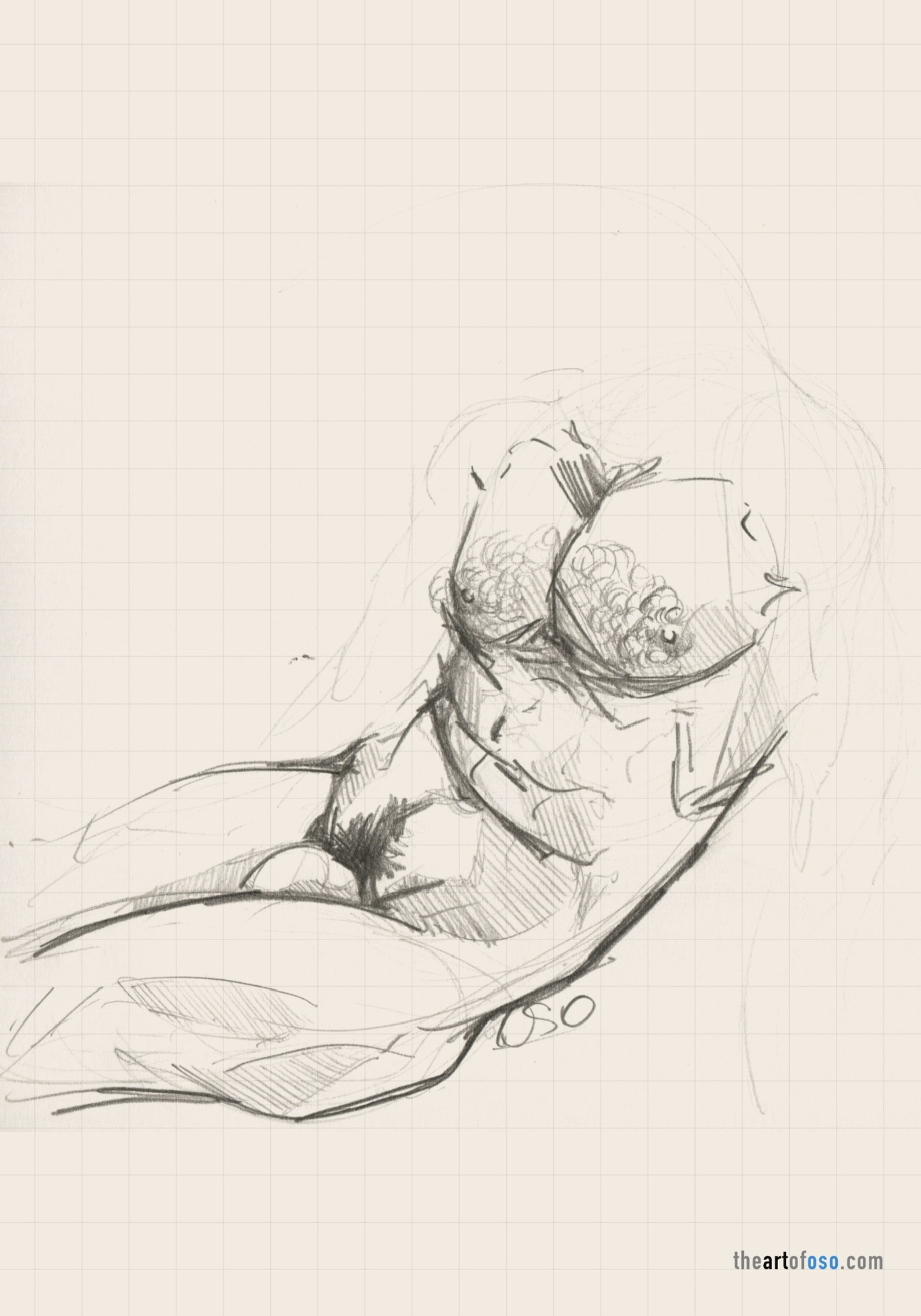Traditional drawing of a male figure created by TheArtOfOso.com