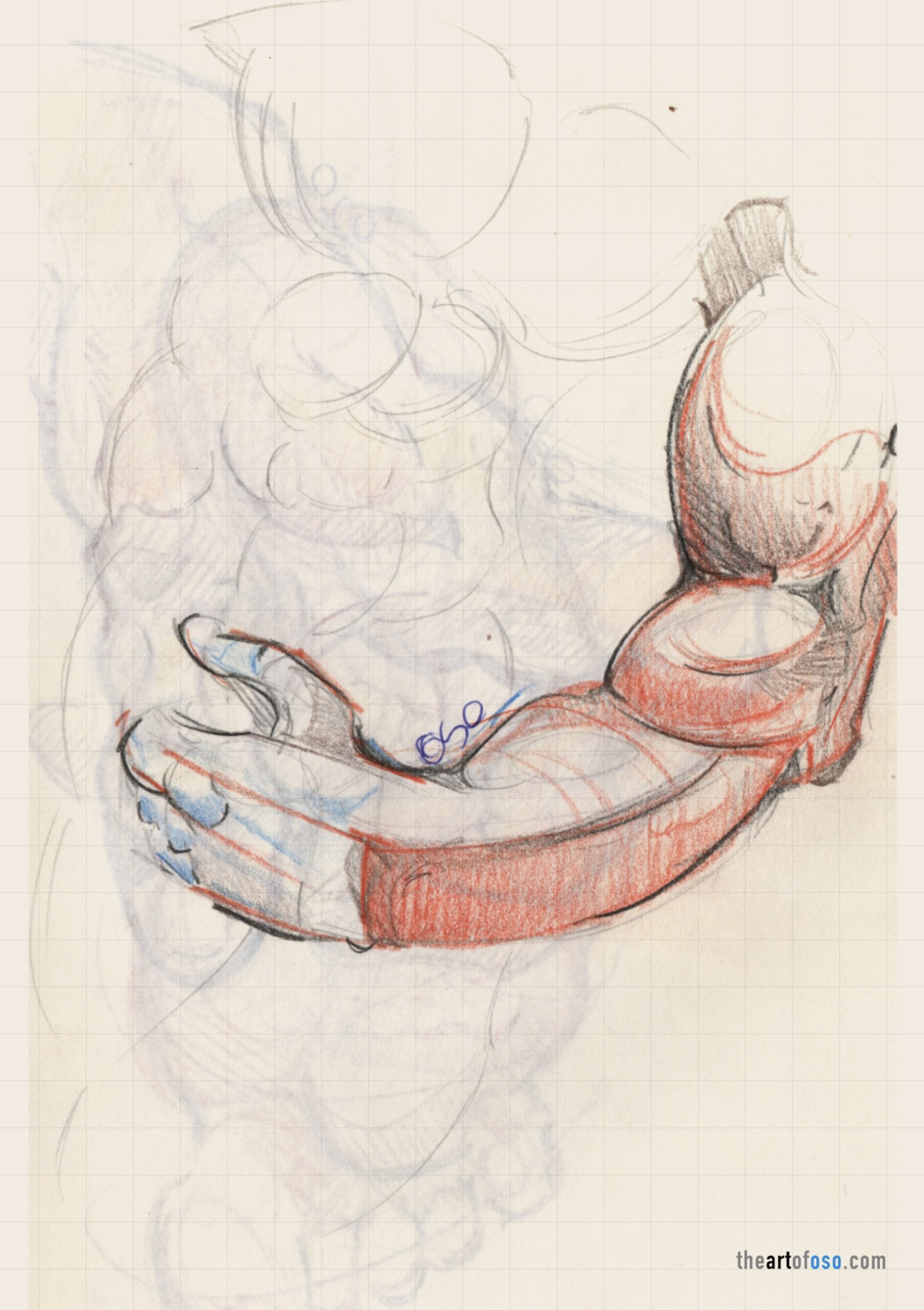 Traditional drawing of a male figure created by TheArtOfOso.com 