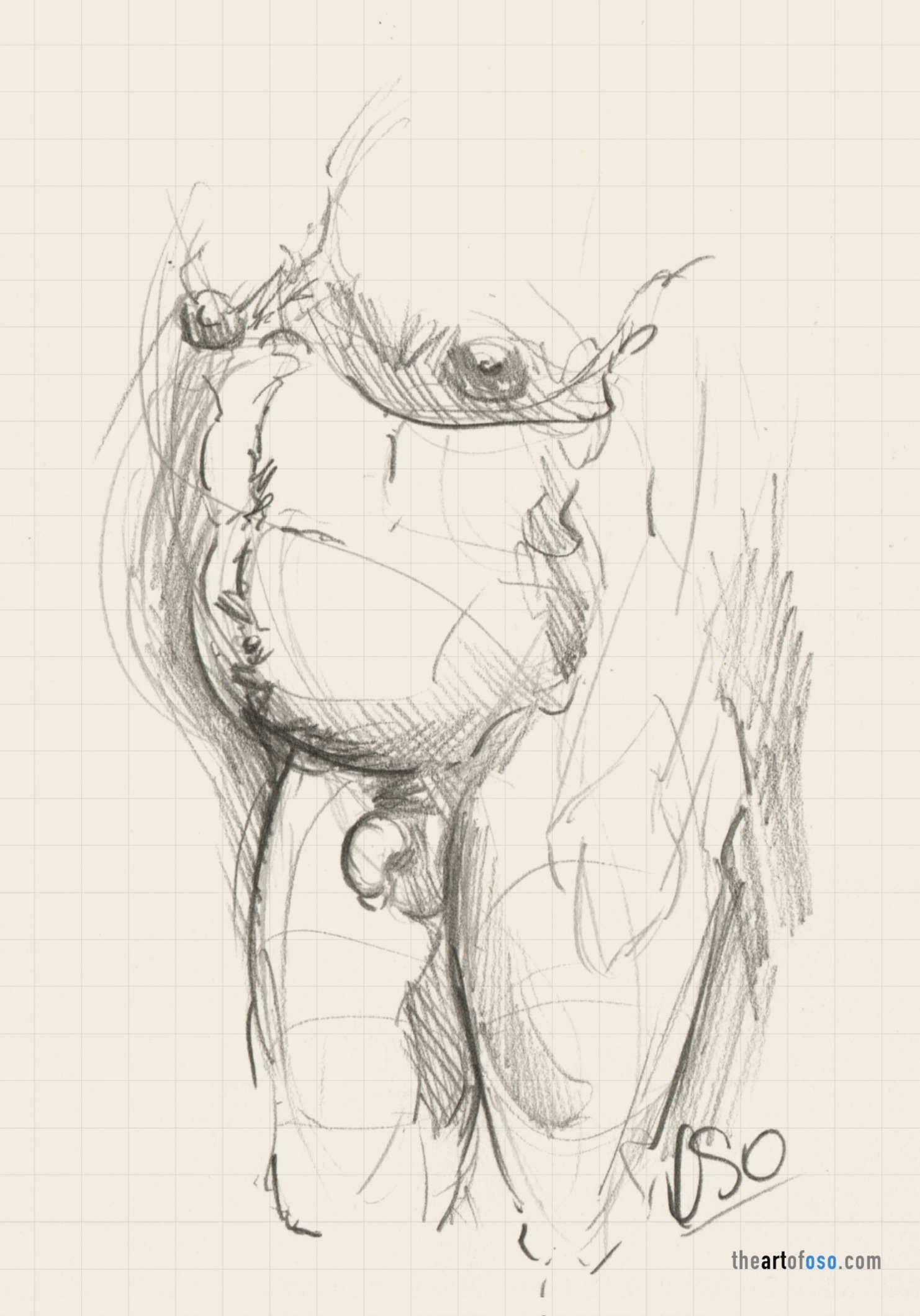 Traditional drawing of a male figure created by TheArtOfOso.com