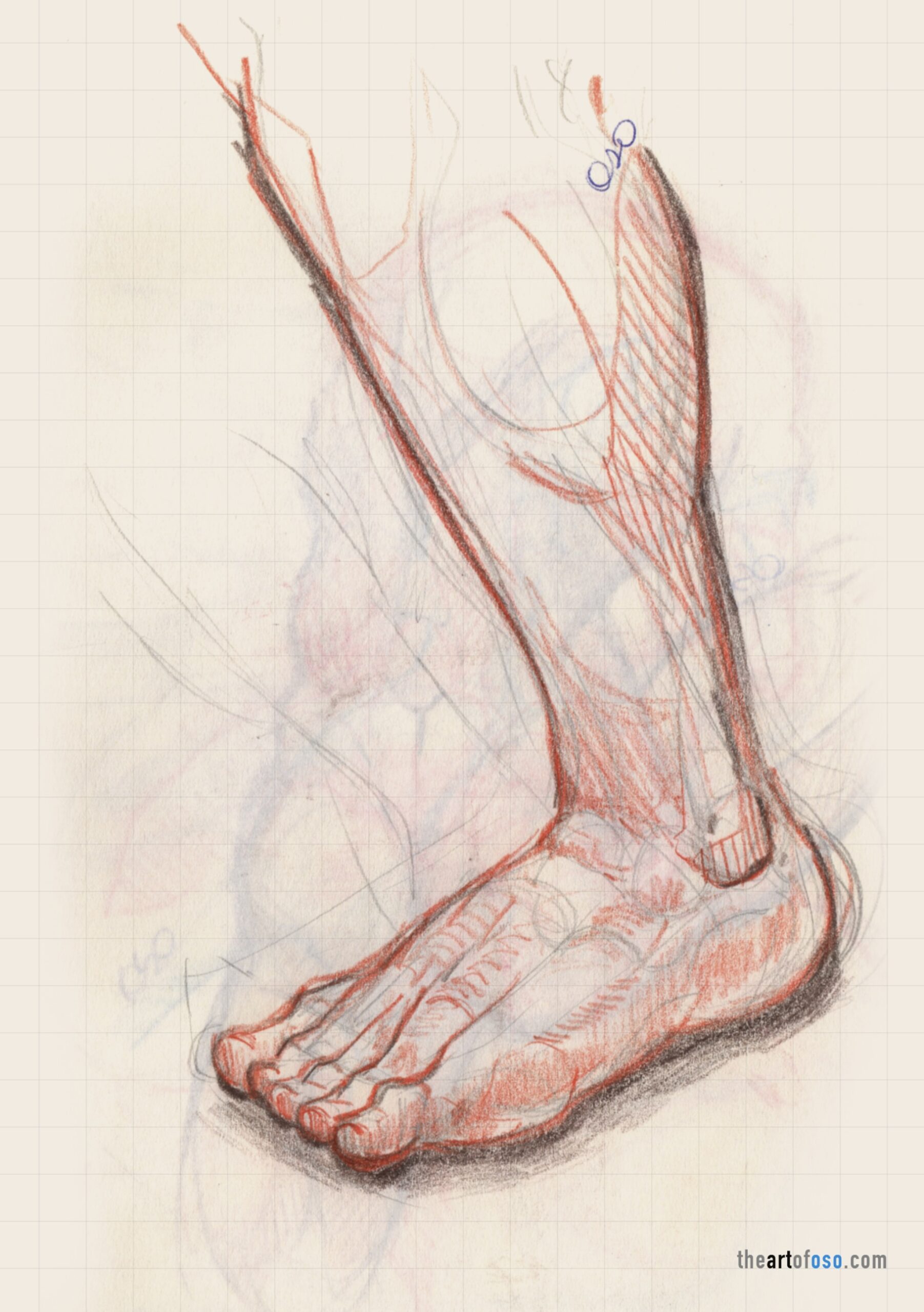 Traditional drawing of a male figure created by TheArtOfOso.com 