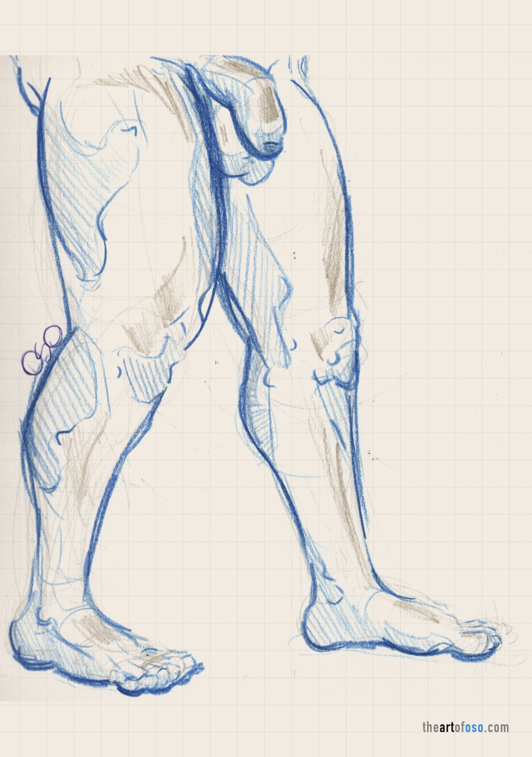 Traditional drawing of a male figure created by TheArtOfOso.com