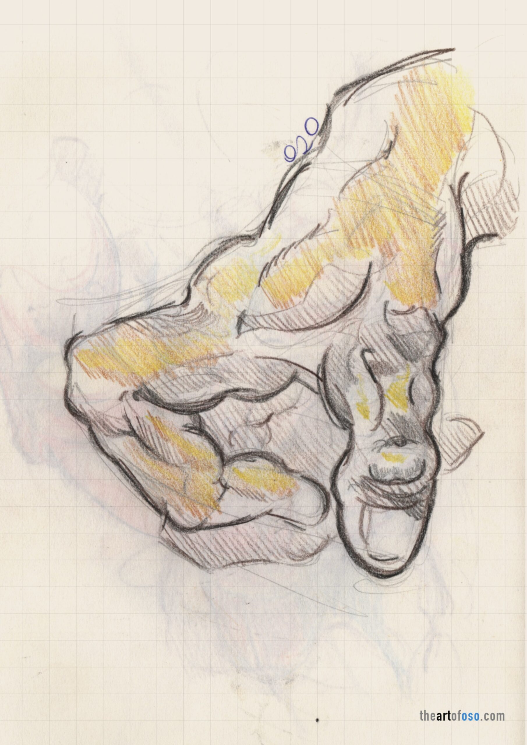 Traditional drawing of a male figure created by TheArtOfOso.com 