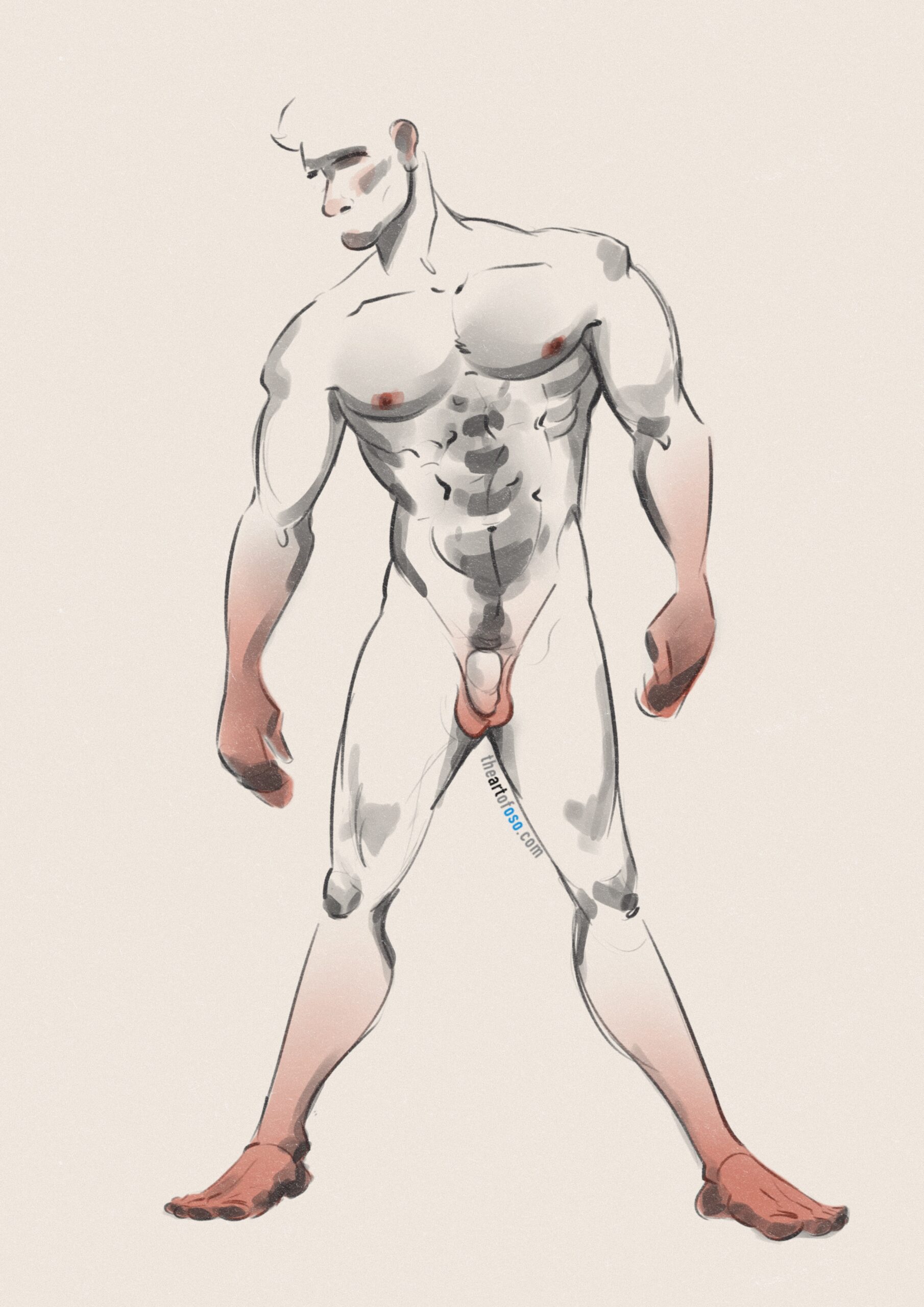 Digital drawing of a male figure created by TheArtOfOso.com