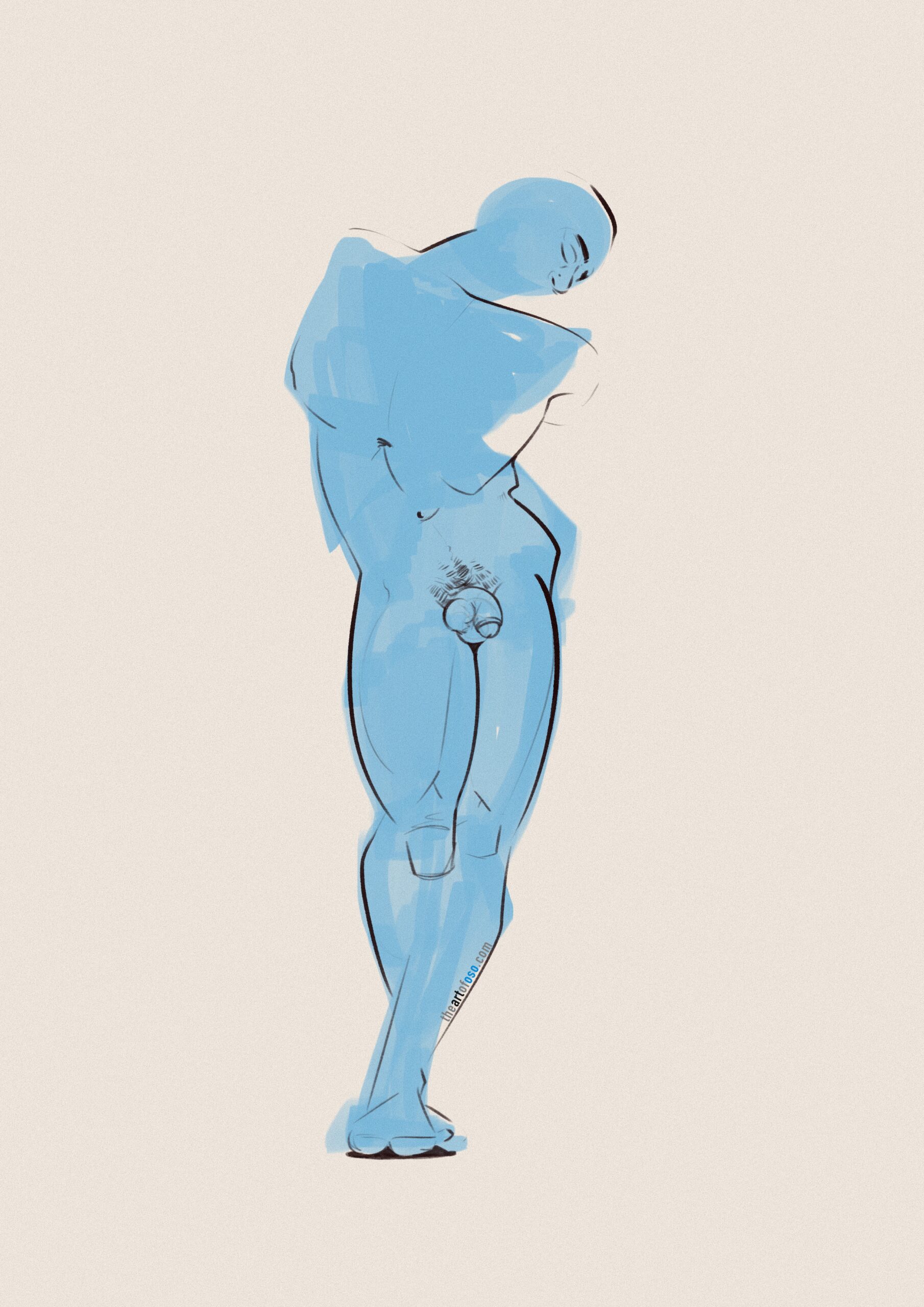 Digital drawing of a male figure created by TheArtOfOso.com