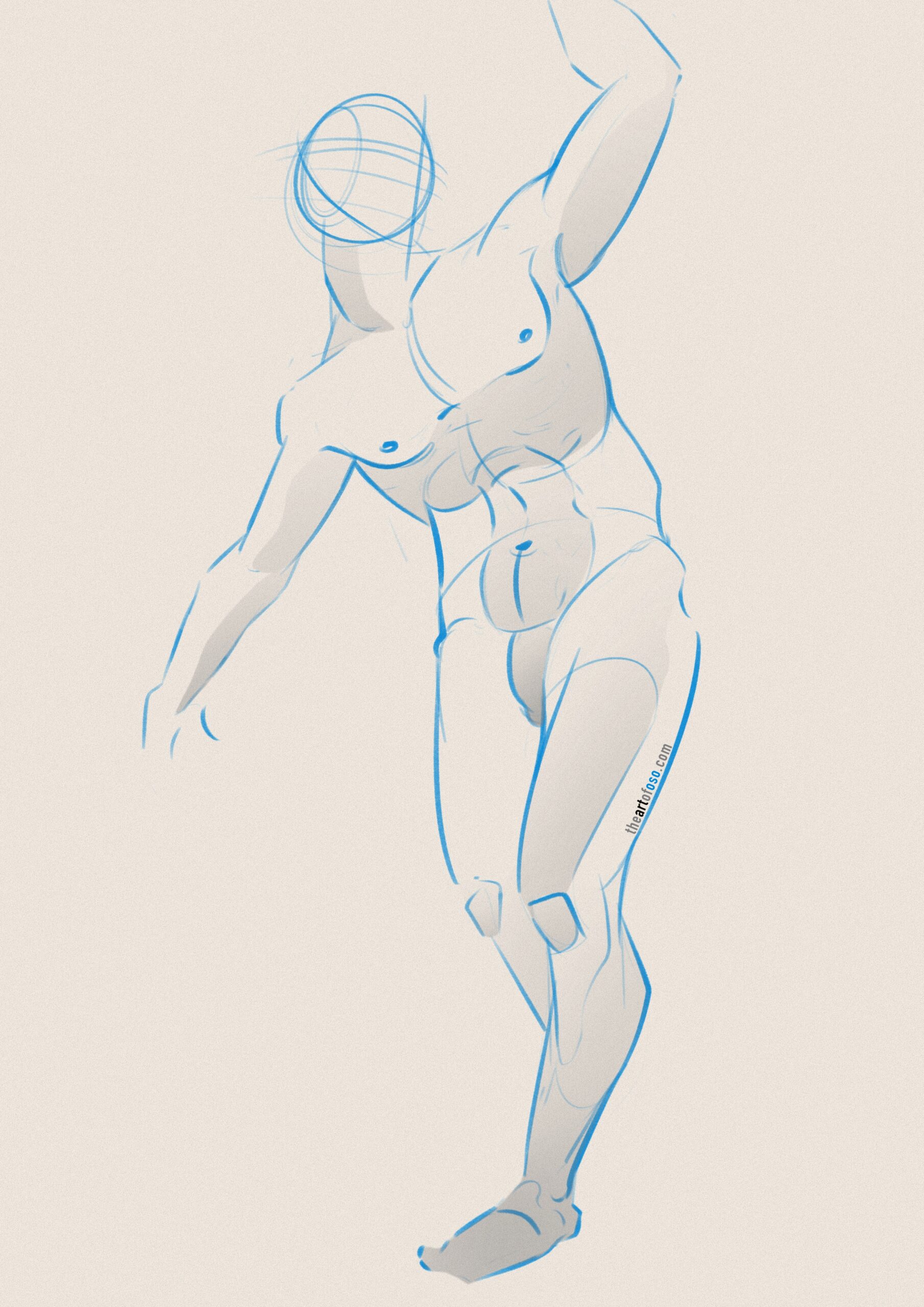 Digital drawing of a male figure created by TheArtOfOso.com