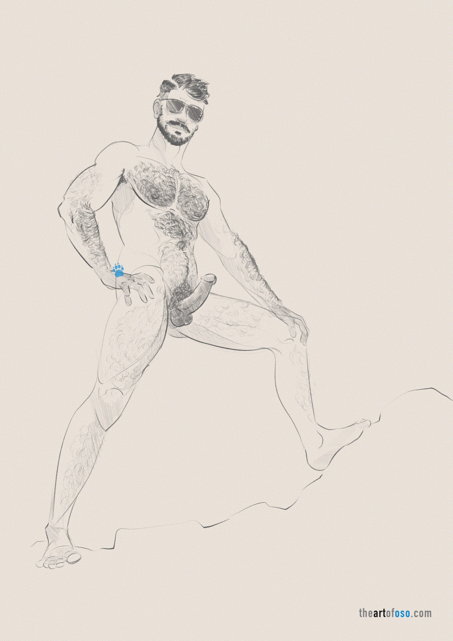 Sketch in digital art of a male figure standing strong.